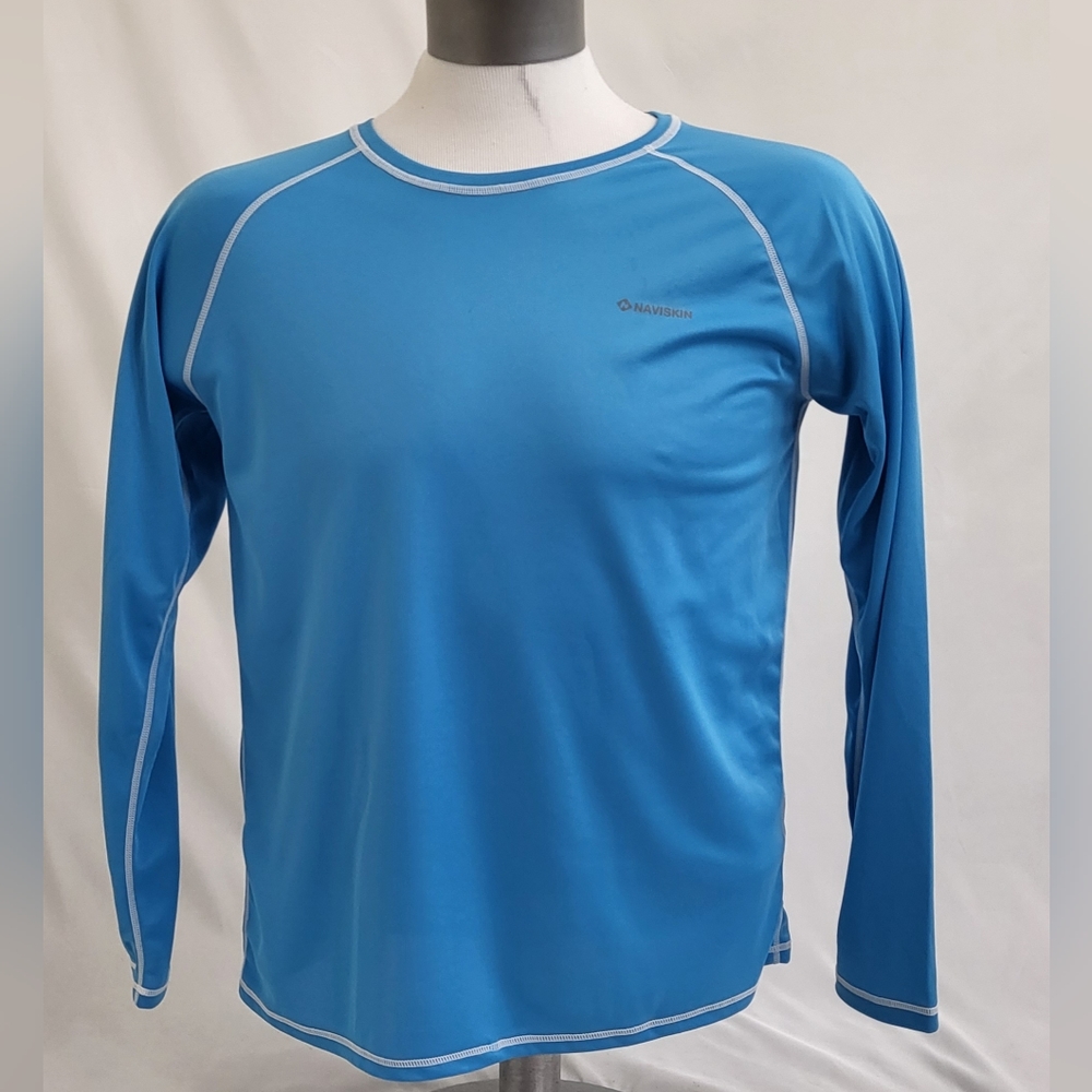NAVISKIN Men's Long Sleeve Shirt Size XL Hiking Outdoor Workout,  Light Blue